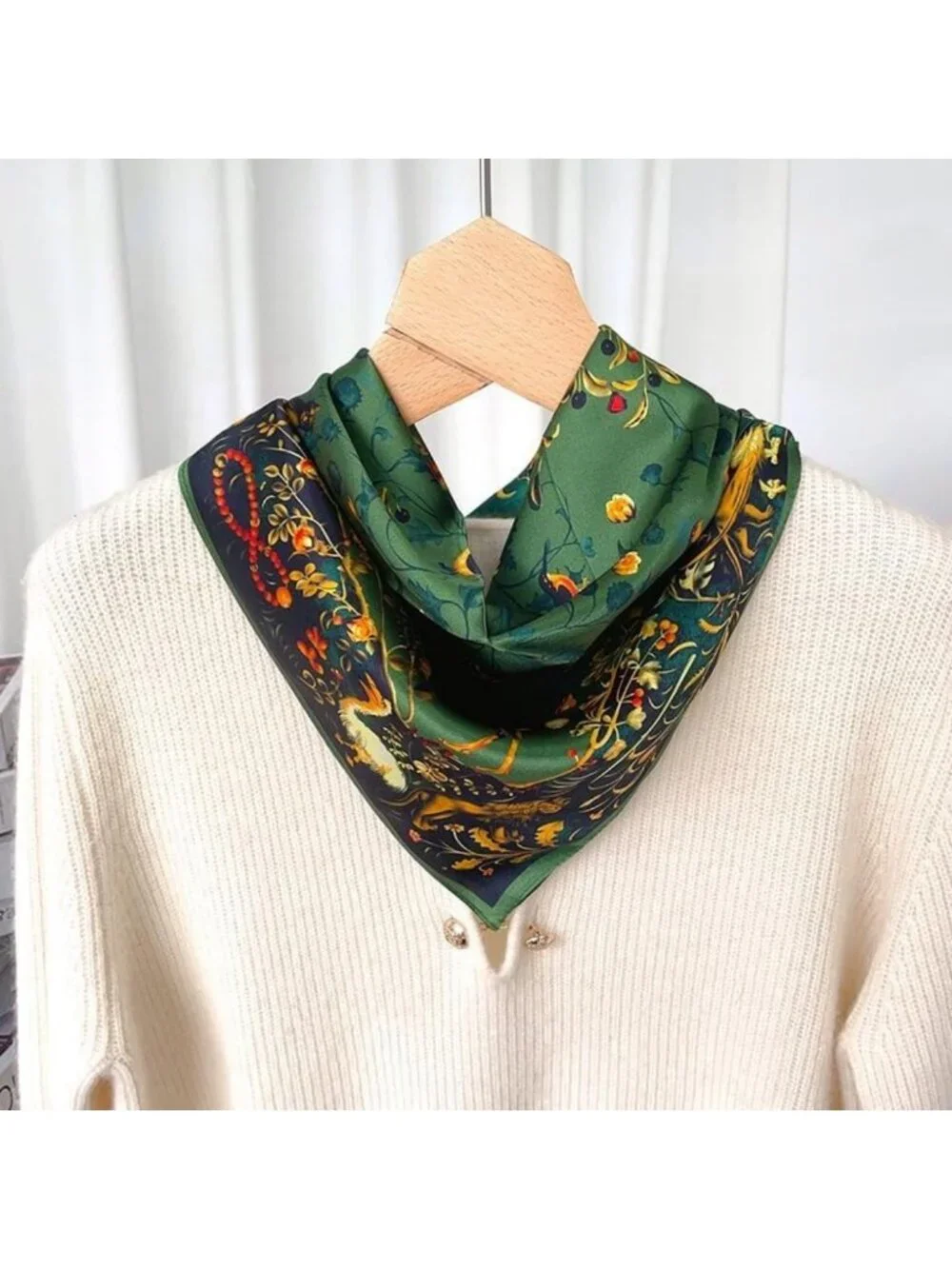 100% Silk Square Scarf for Hair - 25.6
